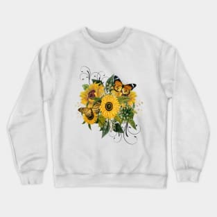 Sunflower bouquet with butterflies Crewneck Sweatshirt